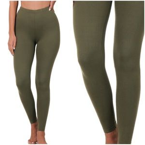 Zenana Premium Quality Brushed DTY Microfiber Full Length Leggings Olive Green